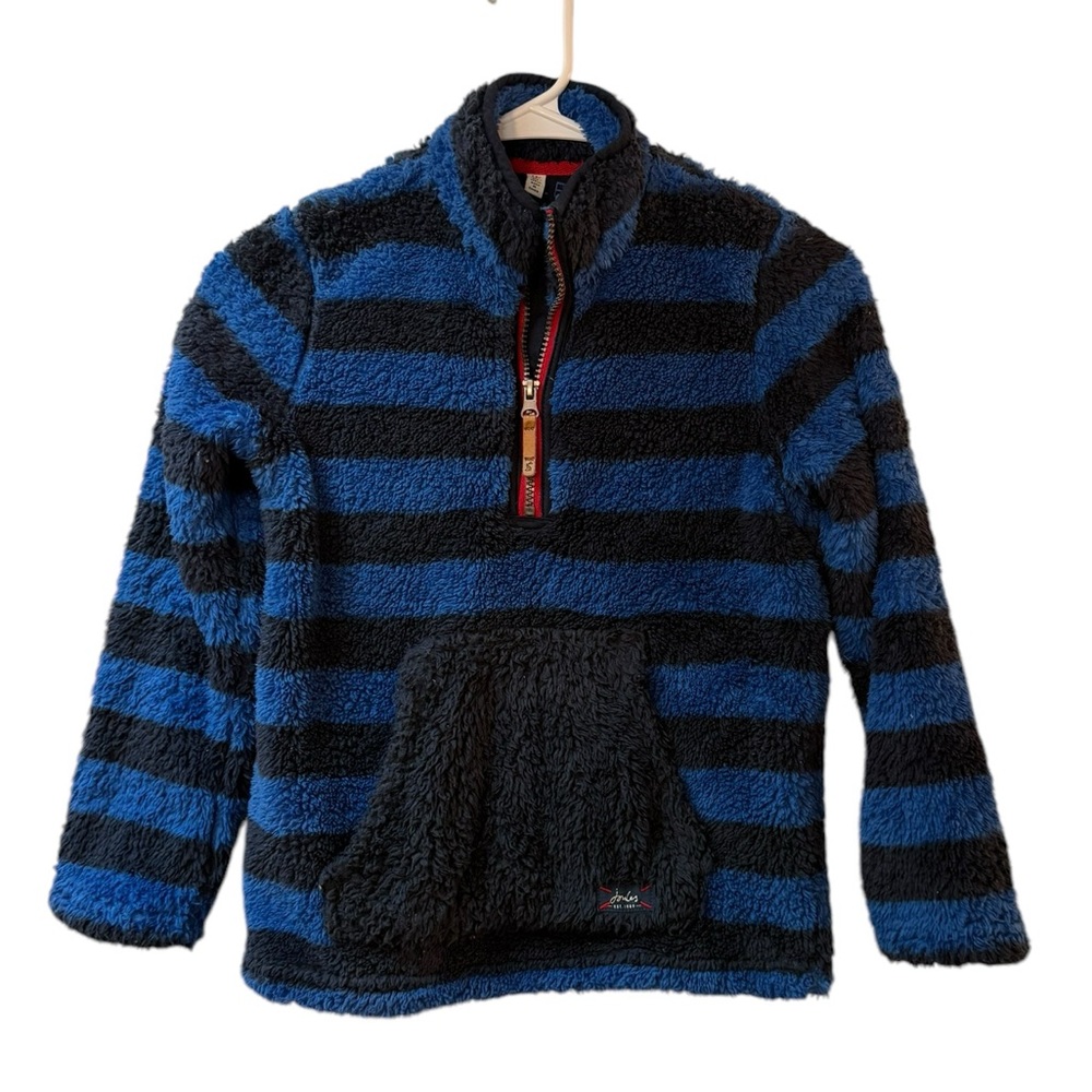 Boy's Joules Fleece Blue Stripe 1/4 Zip woozle Pullover
Size: 7-8Y